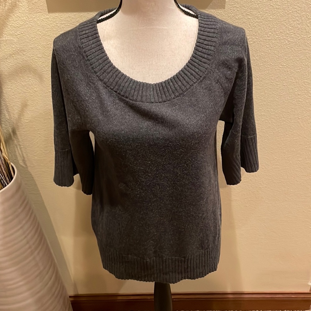 Vintage Gap Cotton Cashmere Blend Gray Short Sleeve Minimalist Sweater Small